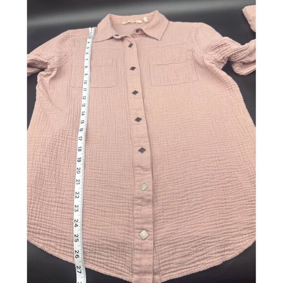 Soft Surroundings Women's Dusty Pink Gauzy Snap Front LS Blouse Top Sz M - Picture 8 of 8